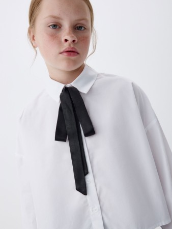 укороченная блузка из смесового модала для девочек фотография