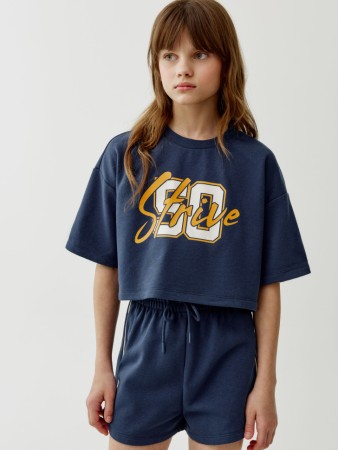 укороченная футболка из футера для девочек - детские футболки и поло