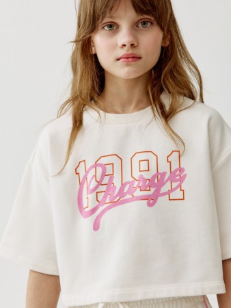 укороченная футболка из футера для девочек - детская одежда sela 