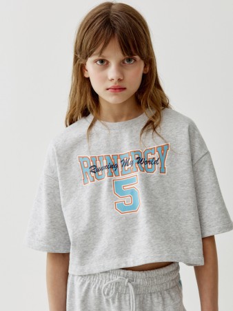 укороченная футболка из футера для девочек - детская одежда sela 