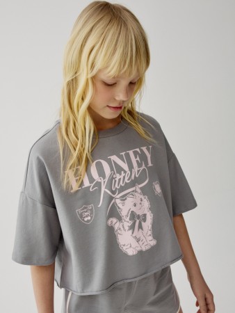 укороченная футболка из футера для девочек - детская одежда российская 