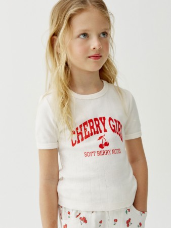 укороченная футболка с принтом для девочек - детские футболки прилегающие 