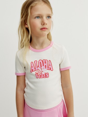 укороченная футболка с принтом для девочек - детская одежда, обувь и аксессуары