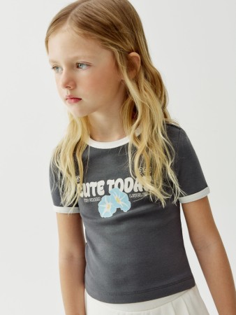 укороченная футболка с принтом для девочек - детская одежда российская 