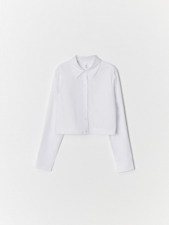 укороченная рубашка из смесового модала для девочек - детская одежда, обувь и аксессуары для всех возрастов для школы 