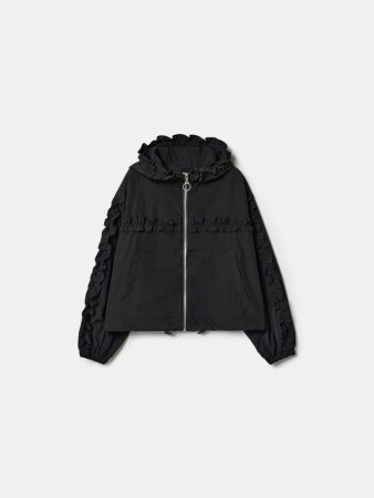 укороченная ветровка с оборками для девочек - куртки