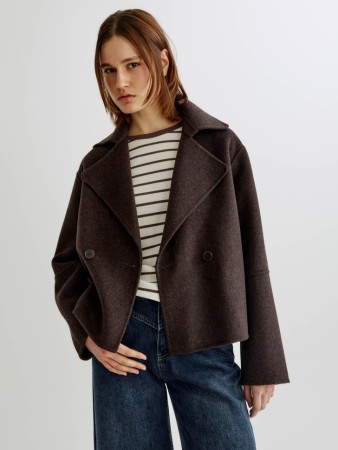 укороченное двубортное полупальто из смесовой шерсти - женские полупальто