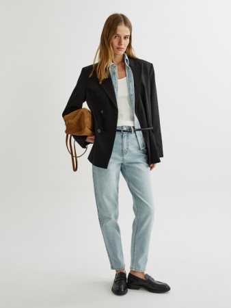 укороченные джинсы 404 мом с высокой посадкой - женские джинсы для взрослых 