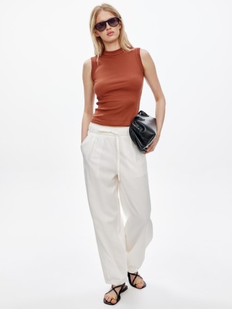 укороченные объемные брюки из тенселя и хлопка - женские брюки женские 