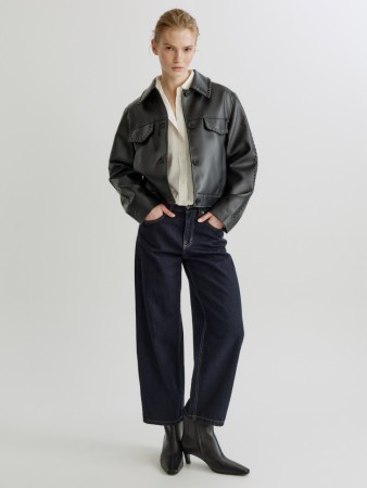 укороченные объемные джинсы со средней посадкой - женские джинсы для взрослых 