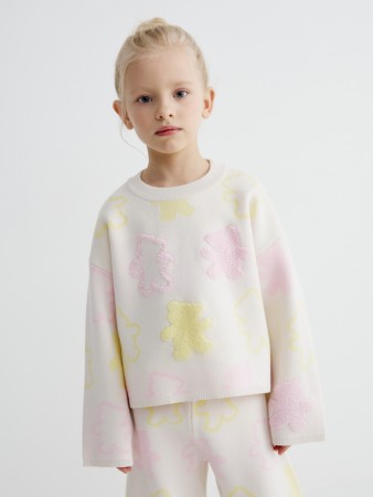 укороченный джемпер с принтом для девочек фотография