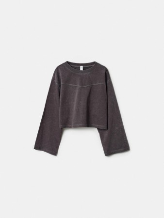 укороченный лонгслив с эффектом стирки для девочек - детская одежда для детей 