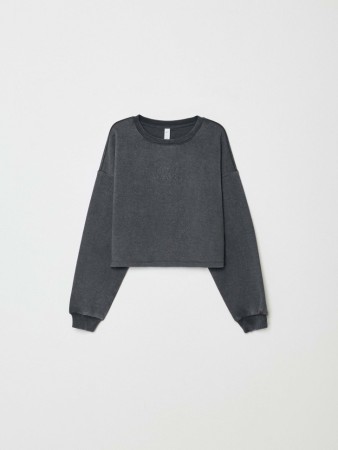 укороченный свитшот с вышивкой для девочек - детская одежда, обувь и аксессуары для всех возрастов с круглым вырезом 