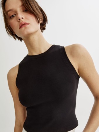 укороченный топ из интерлока - женские топы и майки с вырезом 