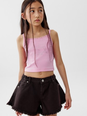 укороченный топ с аппликацией из страз для девочек фотография