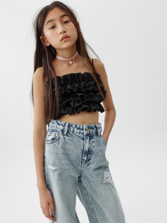 укороченный топ с оборками для девочек - детская одежда, обувь и аксессуары для всех возрастов российская 