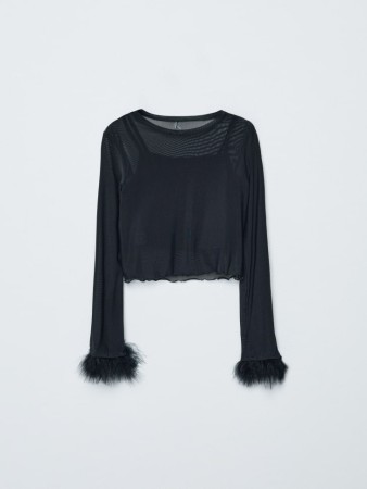 укороченный топ с перьями для девочек фотография