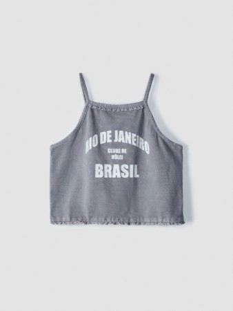 укороченный топ с принтом для девочек - детская одежда с вырезом 