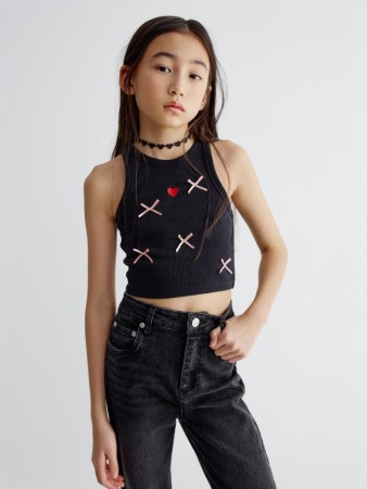 укороченный топ с вышивкой и бантиками для девочек - детские топы и майки