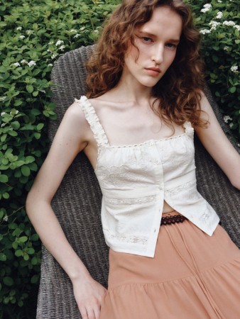 укороченный топ с вышивкой - топы и майки российские 