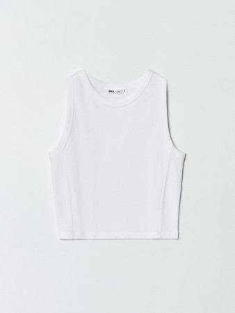 укороченный топ в рубчик - женские топы трикотажные 