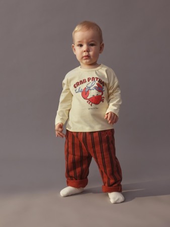 утепленные брюки с принтом и вышивкой для малышей - джинсы и брюки для малышей с принтом 