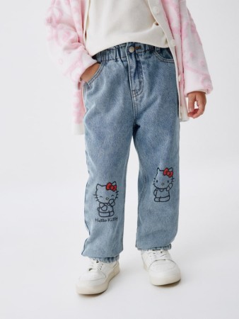 утепленные джинсы paperbag fit с hello kitty для девочек фотография