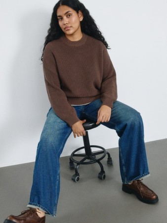 утепленные джинсы wide leg фотография