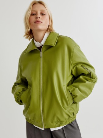 утепленный бомбер из искусственной кожи - офферы кожаные 