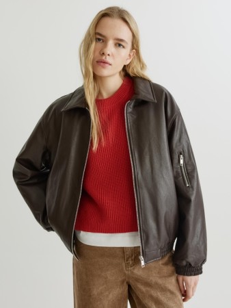 утепленный бомбер из искусственной кожи - офферы