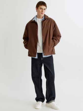 утепленный бомбер свободного кроя с воротником - мужские куртки длинные 