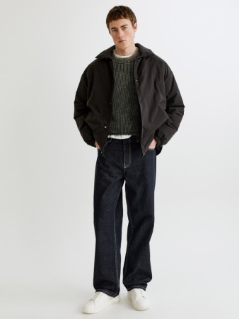 утепленный бомбер свободного кроя с воротником - мужские куртки с манжетами 