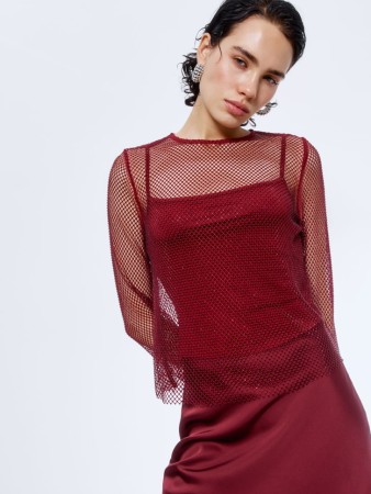 вечерний топ из сетки со стразами фотография