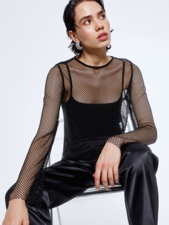 вечерний топ из сетки со стразами - женские топы прямые 
