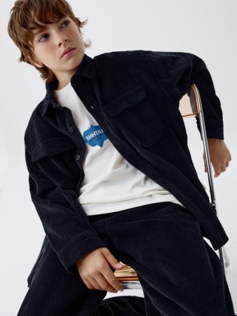 вельветовая рубашка для мальчиков - детская одежда с клапаном 