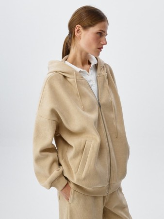 вельветовое худи оверсайз на молнии - женские худи для взрослых 