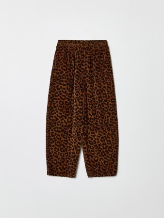 вельветовые брюки с леопардовым принтом для девочек фотография