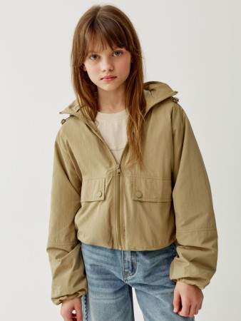 ветровка из нейлона с капюшоном для девочек - куртки вафельные 