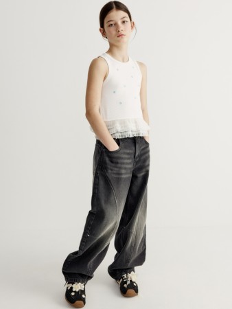 винтажные джинсы baggy fit для девочек фотография