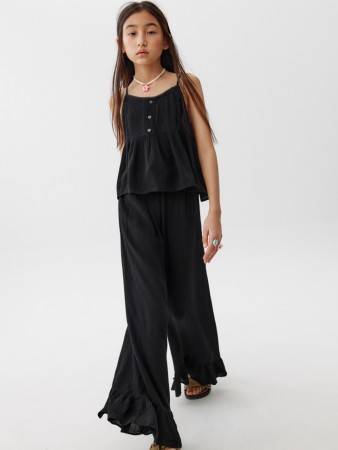 вискозные брюки с оборками для девочек - детская одежда эластичная 