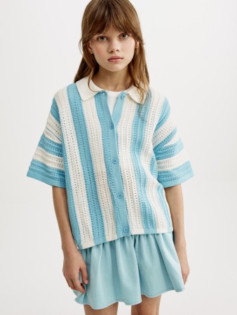 вязаная рубашка кроше в полоску для девочек - детская одежда для детей 