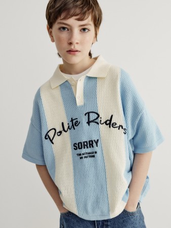 вязаное поло оверсайз в полоску с вышивкой для мальчиков - детская одежда, обувь и аксессуары для всех возрастов ажурная 