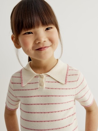 вязаное поло с коротким рукавом для девочек фотография