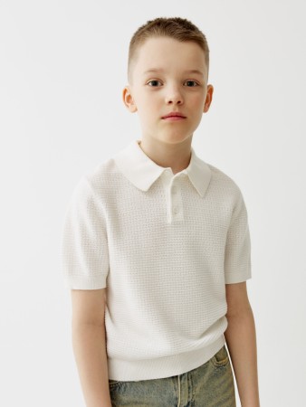 вязаное поло с коротким рукавом для мальчиков - детская одежда, обувь и аксессуары с воротником 