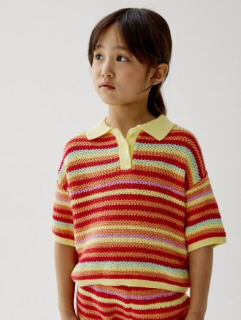 вязаное поло в полоску для девочек фотография