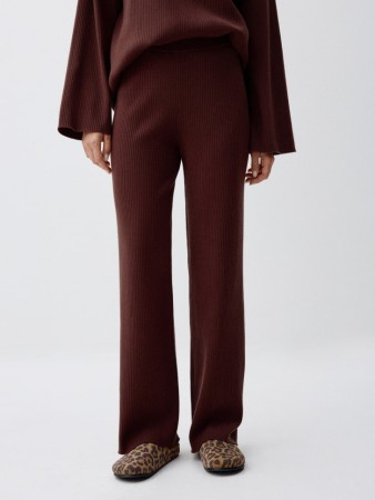 вязаные брюки в рубчик - женская одежда российская 