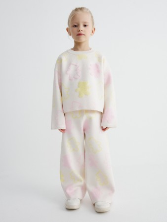 вязаные широкие брюки с принтом для девочек фотография