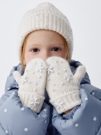 вязаные варежки для девочек - аксессуары с манжетами 