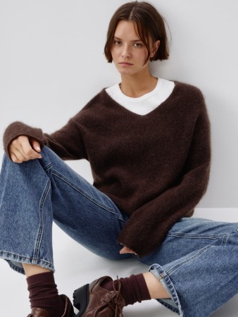 вязаный джемпер из смесовой шерсти - женская одежда объемная 