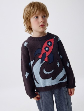 вязаный джемпер оверсайз с принтом для мальчиков - детская одежда, обувь и аксессуары для всех возрастов жаккардовая 